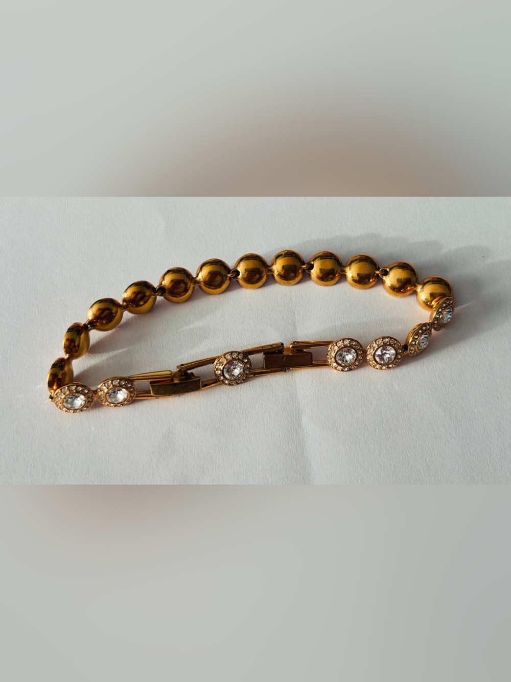 Swarovski Gold-Tone Bracelet with Clear Crystal Stations